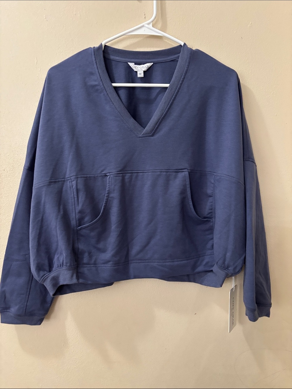 COZY GEAR Everyday V-Neck Pocket Sweater - Navy